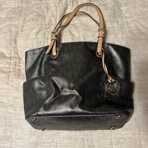 Michael Kors Metallic and Tan Logo Tote